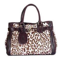 1:1 Gucci 247183 GG Running Medium Tote Bags-Coffee Leopard - Click Image to Close